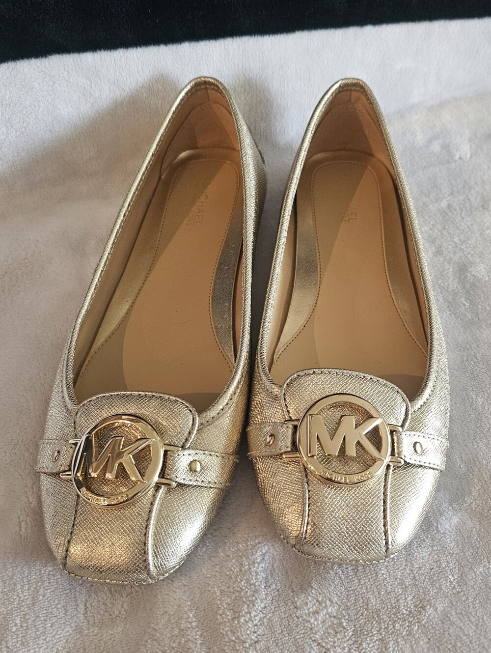 Michael Kors Gold Metallic Logo Loafers
